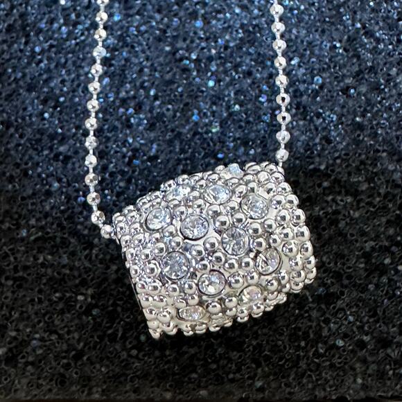 NWT! Faceted Crystal Sliding Pendant On A Silver Chain Lobster Claw Closure K105 - Picture 5 of 14